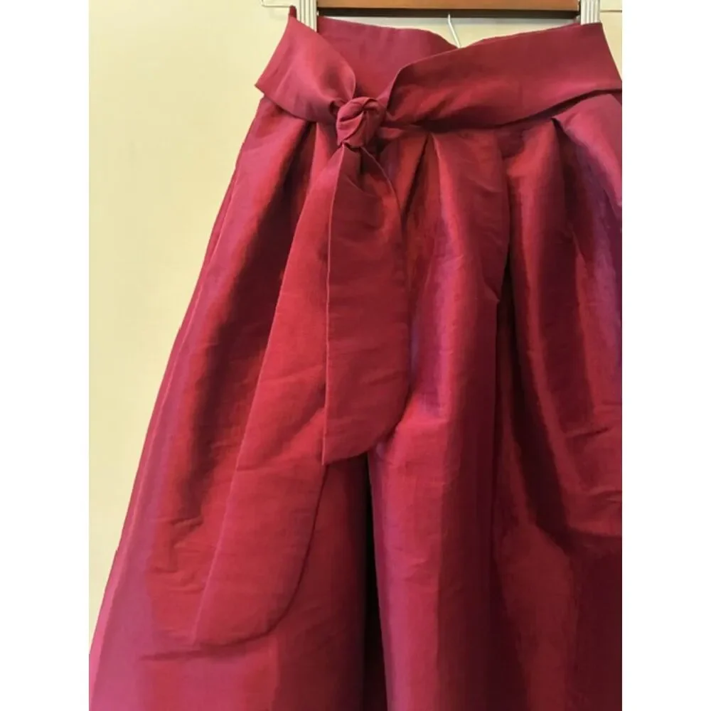 Haute Monde High-Low Skirt | Women's Medium | Burgundy Tie Waist | Special